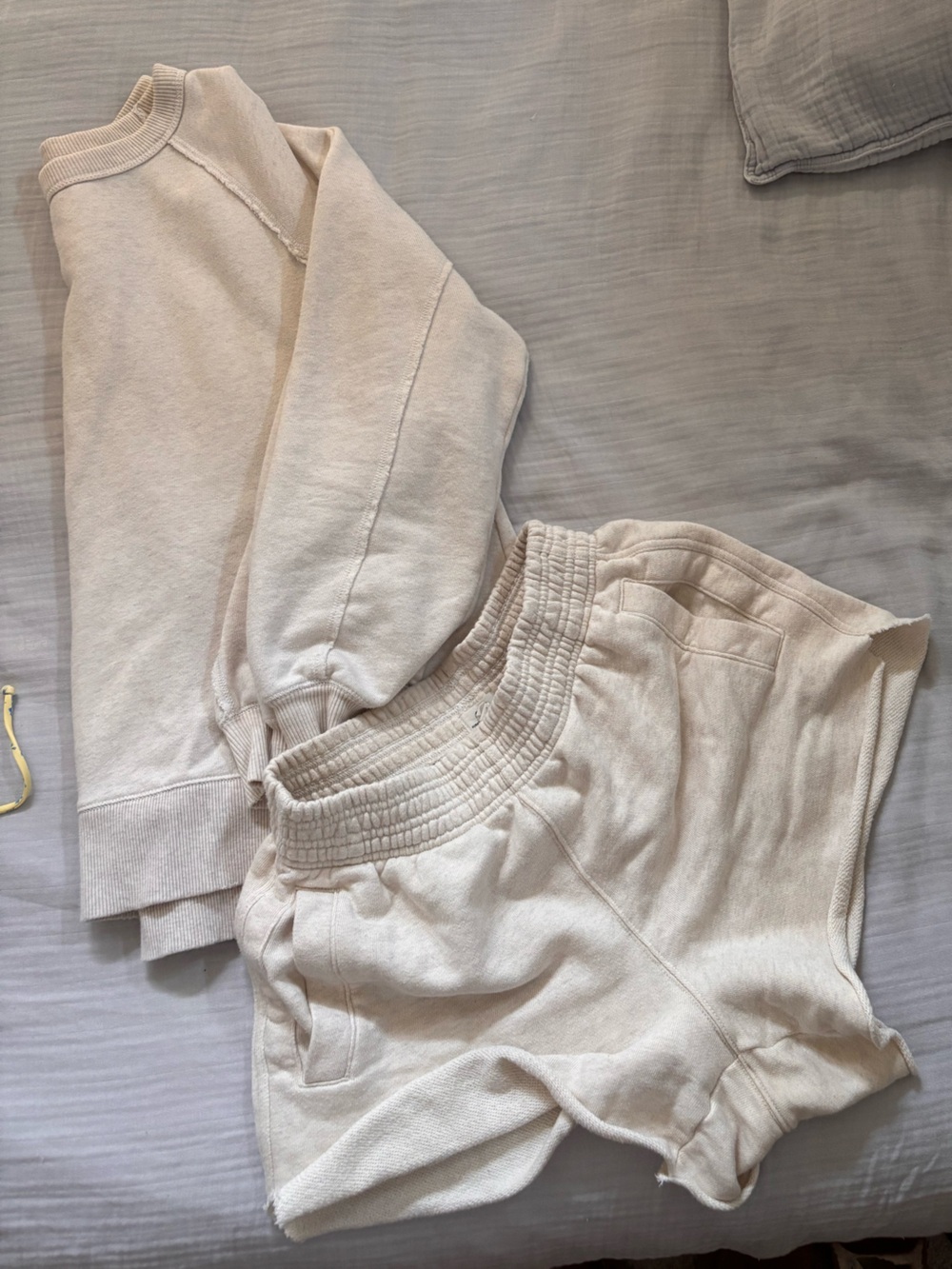 aerie Ivory Pullover Sweatshirt and shorts matching set